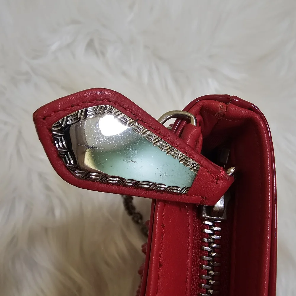 CHRISTIAN LOUBOUTIN Red Patent Leather Loubiposh Spiked Clutch Bag - Picture 11 of 17